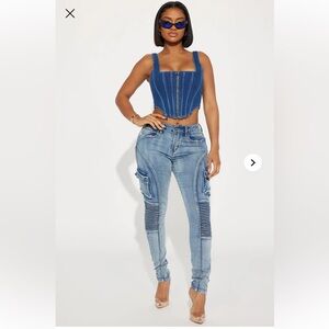 Fashion Nova Venezia Stretch Moto Skinny Jeans - Medium Wash